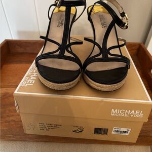 Michael Kors Black Leather Wedges